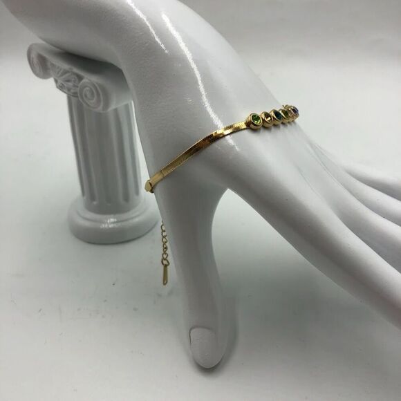 18K Gold Plated Bracelet Women's Multi Colored Cubic Zirconia Waterproof - Picture 5 of 12